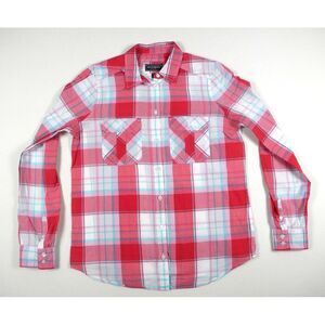 Express Long Sleeve Top Women S/P‎ Cotton Red and Blue Plaid Lightweight Rodeo